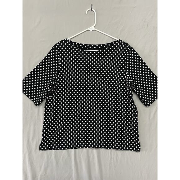 Hasting & Smith Knit Top Cuffed Short Sleeve Polka Dots Woman’s Large Sku 260 - Picture 1 of 6